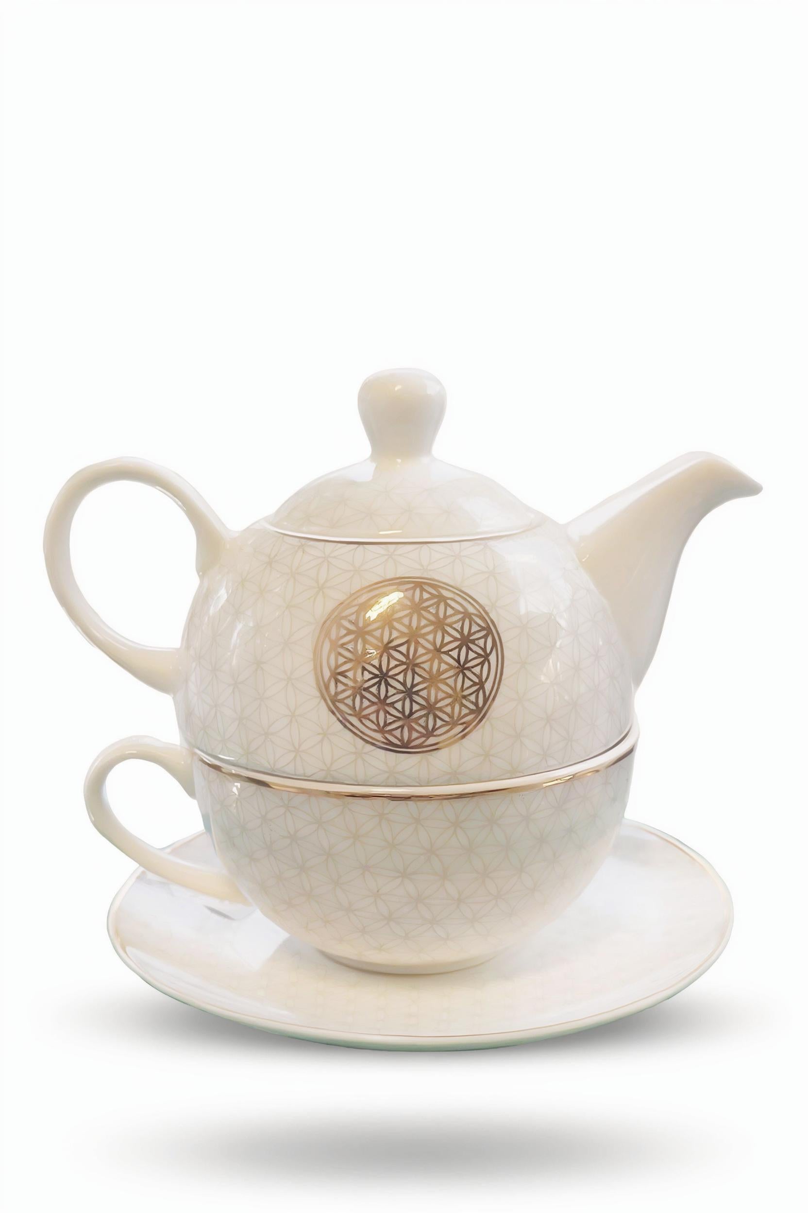 čajnik a šalka na čaj  kvet života 
