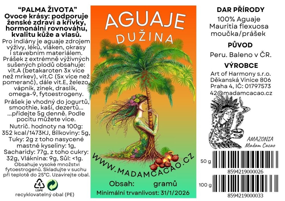 Aguaje prášok (dužina) – palma života, ovocie krásy | 50 g