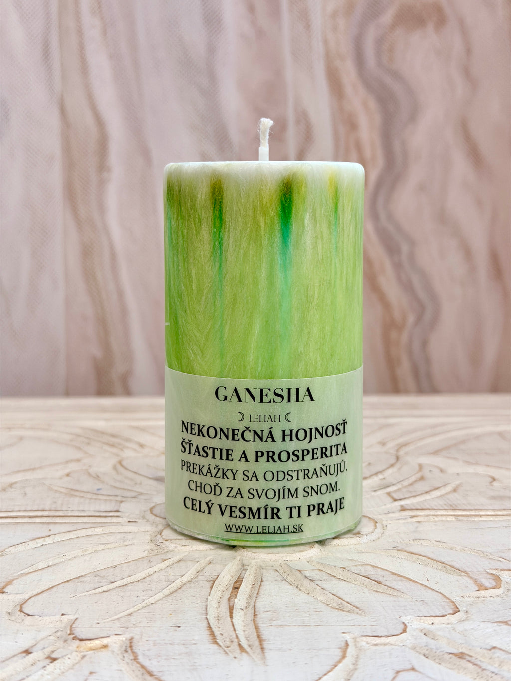 Ganesha – nekonečná hojnosť, šťastie a odstránenie prekážok – energetická sviečka LELIAH – foto 3