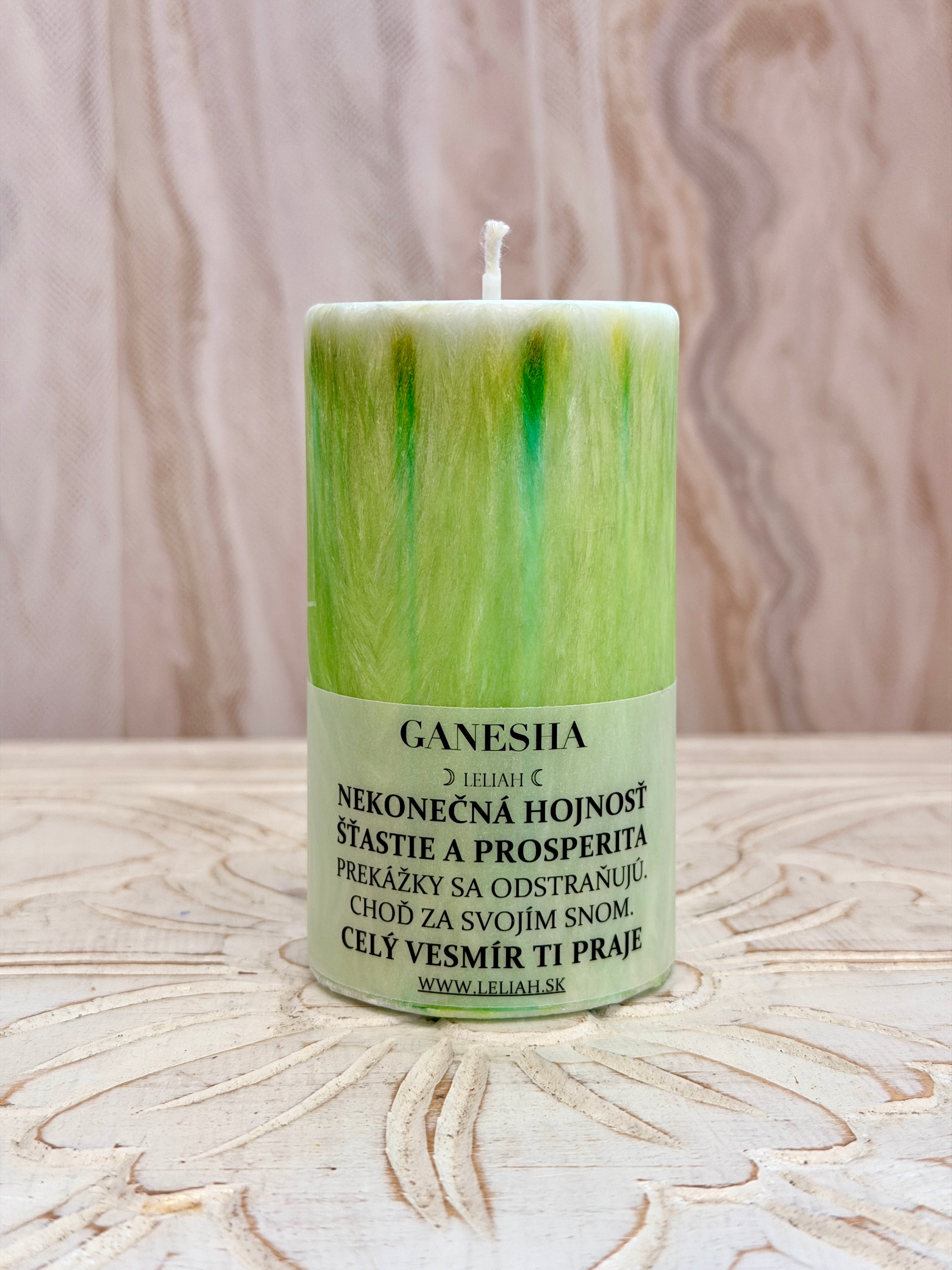Ganesha – nekonečná hojnosť, šťastie a odstránenie prekážok – energetická sviečka LELIAH – foto 3