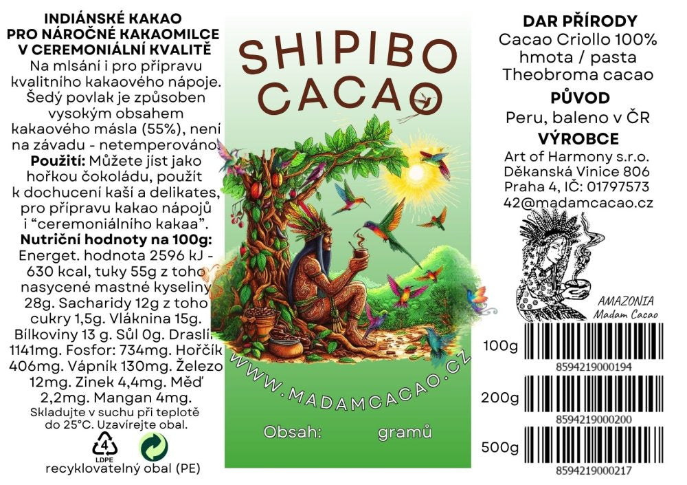 Shipibo Cacao – ceremoniálne kakao 100% Criollo