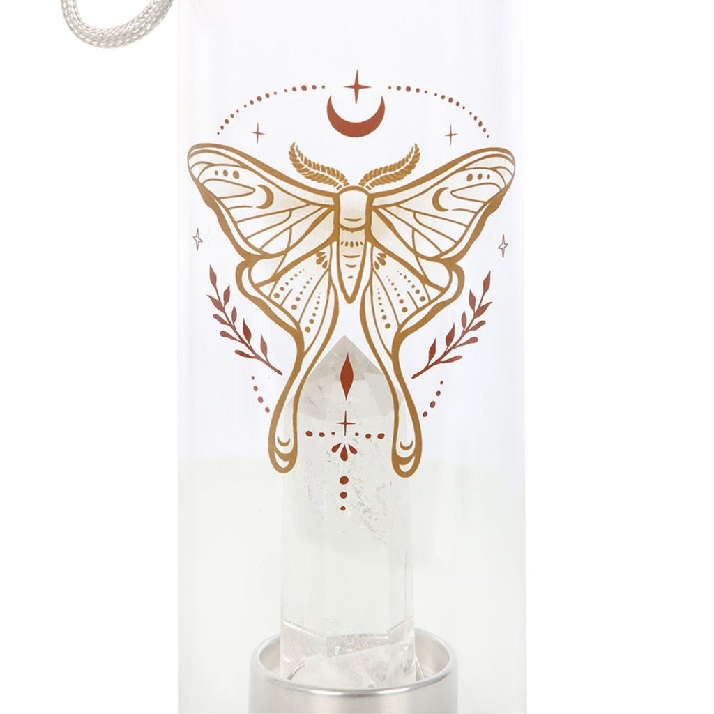 Sklenená fľaša s krištáľom Luna Moth detail