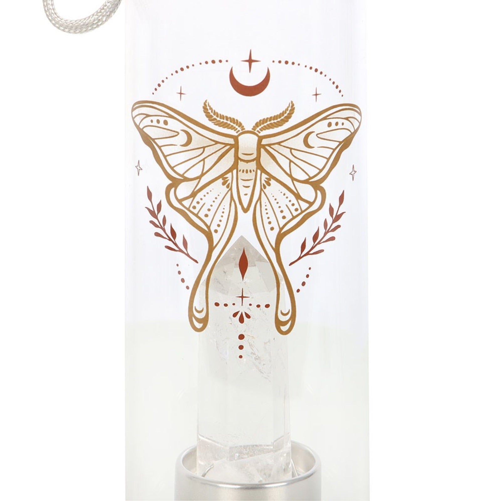 Sklenená fľaša s krištáľom Luna Moth detail