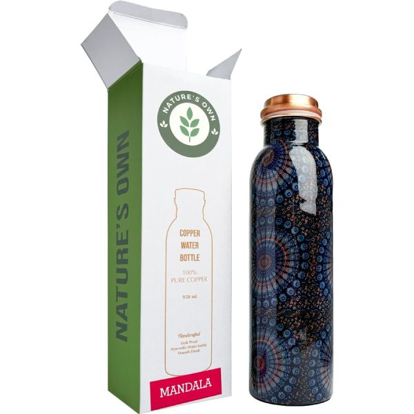 Medená fľaša Nature's Own Mandala 950 ml – 100% čistá meď