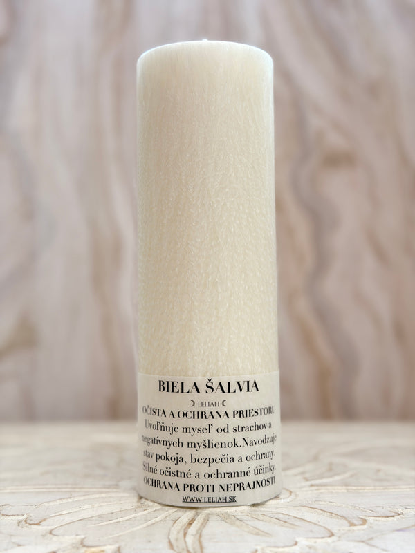 Biela šalvia – očista a ochrana priestoru | energetická sviečka LELIAH