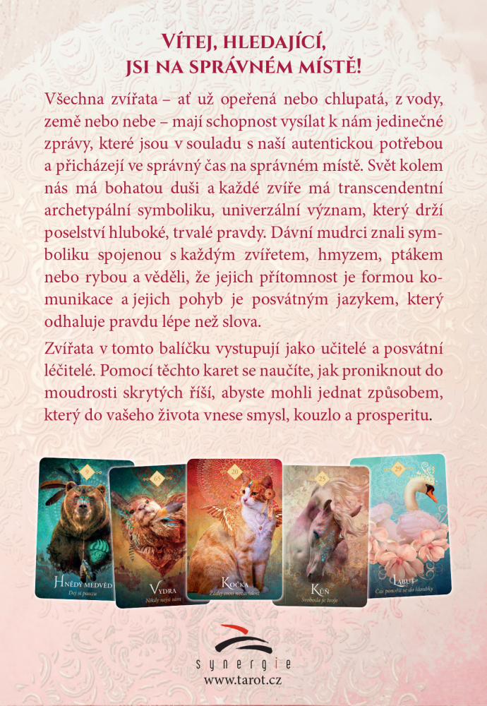 Orákulum duše zvírat – zadná strana balenia