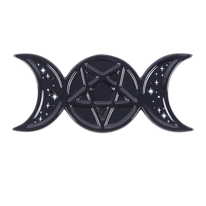 Stojan na vonné tyčinky Triple Moon s pentagramom