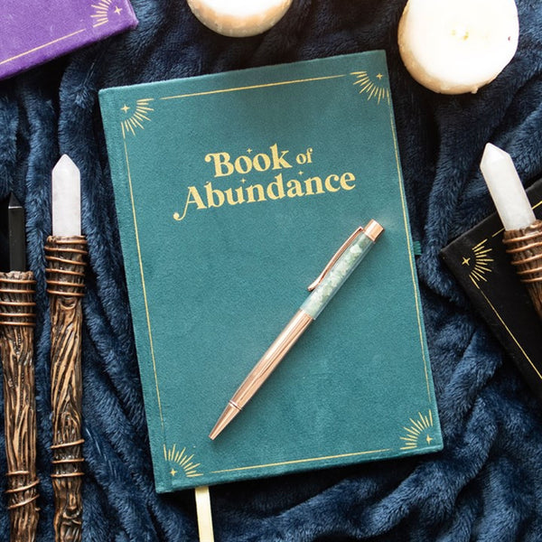 Zápisník Book of Abundance so zeleným avanturínovým perom