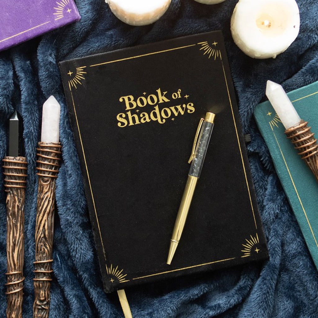 Zápisník Book of Shadows s obsidiánovým perom